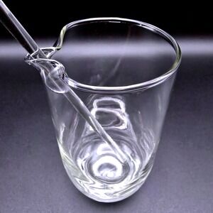 Hand Blown Clear Glass Heart Rim Cocktail Mixing Pitcher with Glass Stir Rod